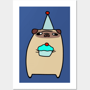 Pug Holding a Cupcake Posters and Art